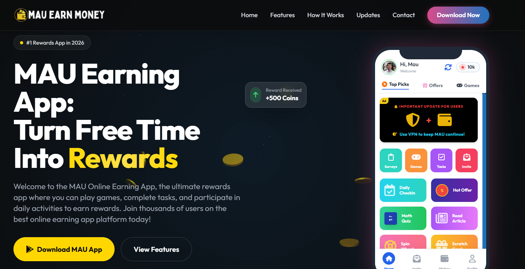 MAU Earning App Website